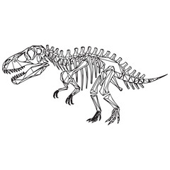 Geometric dinosaur skeleton line art vector illustration with low poly bone structure in black and white © Euzir