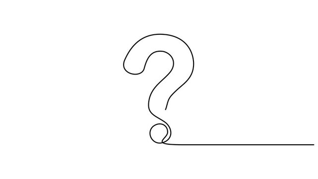 Animated self drawing of continuous one line drawing of question mark video. Minimalist one line animation of a question mark, perfect for FAQ, help, and problem-solving