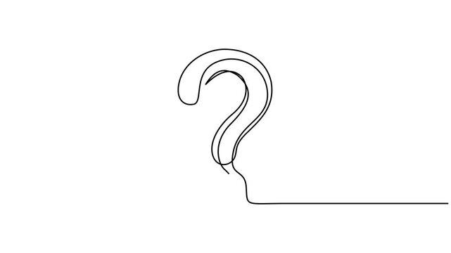 Animated self drawing of continuous one line drawing of question mark video. Minimalist one line animation of a question mark, perfect for FAQ, help, and problem-solving