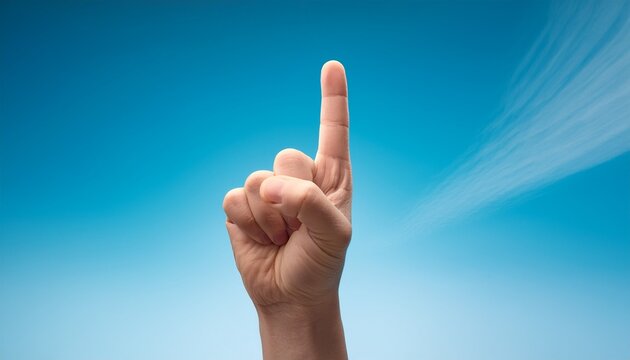 a hand pointing upwards with index finger extended