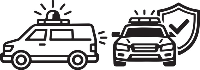 Emergency police car icon with siren for security and rapid response services © MdKhalid