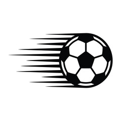 Fototapeta premium Fast flying soccer ball with speed lines silhouette vector style illustration