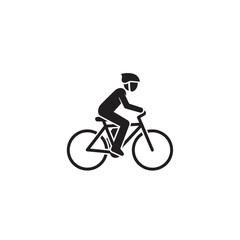 Obraz premium Cyclist on bicycle icon black silhouette illustration against white backdrop