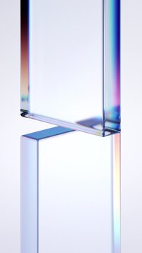 Abstract rotating glass shapes, vertical 4k seamless loop 3d animation