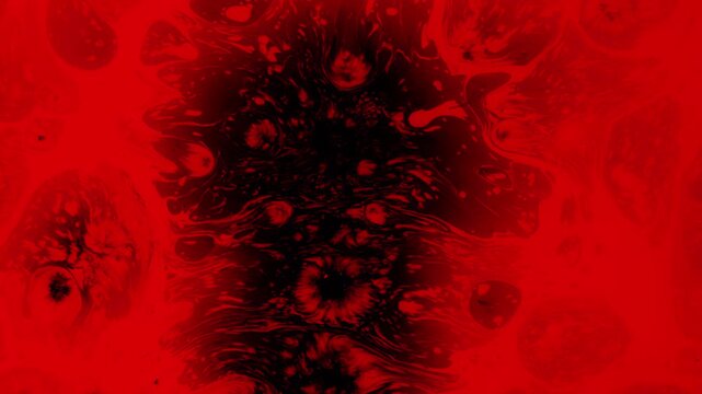 Analysis of Contaminated Blood. A drop of red ink drops on black paper and spread over it, creating a very nice spot with a stains