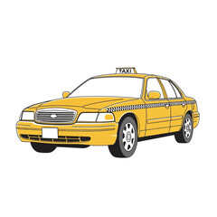 Fototapeta premium Yellow Taxi Cab Illustration: Urban Transportation Concept on White