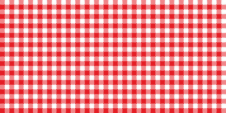 Seamless red and white gingham pattern with tiny checker details, repeating picnic tablecloth texture for festive textiles, kitchen decor, wrapping paper, fabric crafts and background design