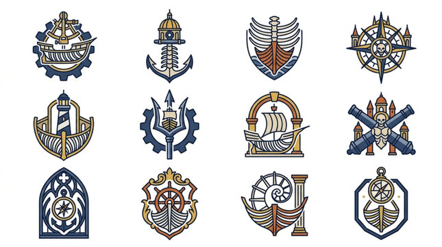 Collection of Naval and Maritime Crest Emblems