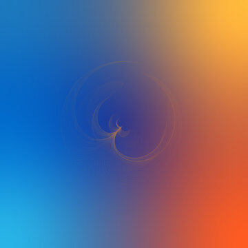 Abstract Swirl Gradient: A mesmerizing abstract graphic featuring a smooth, gradient background transitioning from cool blue to warm orange, with a delicate, swirling pattern at its center.