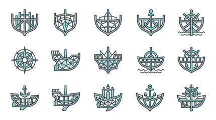 Obraz premium Collection of Vintage Naval and Maritime Emblems