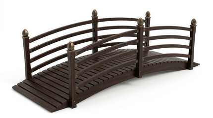 Obraz premium Small arched wooden bridge with railings and decorative finials on a clean generated using ai
