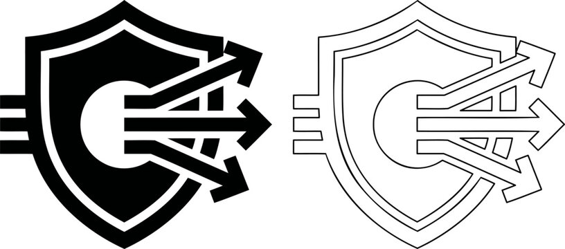 Outbound data security shield icon, proactive network defense and data egress protection vector illustration