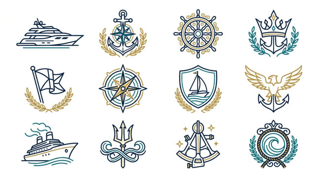 Collection of Naval and Maritime Emblems and Symbols