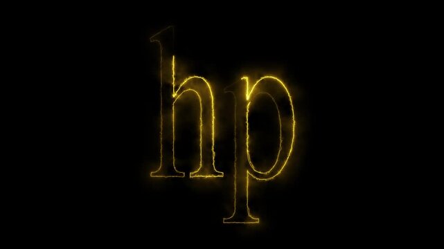 Glowing Golden HP Letter Typography on Black Background