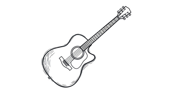 Hand Drawn Acoustic Guitar Vector Illustration