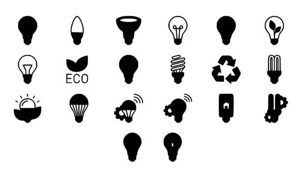Modern LED light bulb icons set colorful energy saving lighting symbols vector eps10