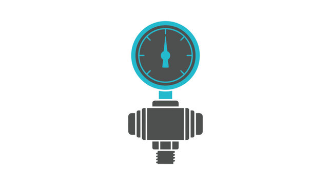 Pressure Gauge and Valve Flat Vector Illustration