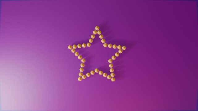 3d star icon made of geometric shapes, on pink background