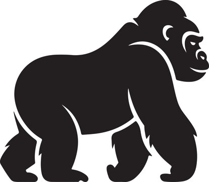 Black gorilla silhouette icon walking in profile