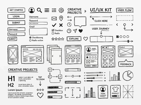 Black and white UI UX design.