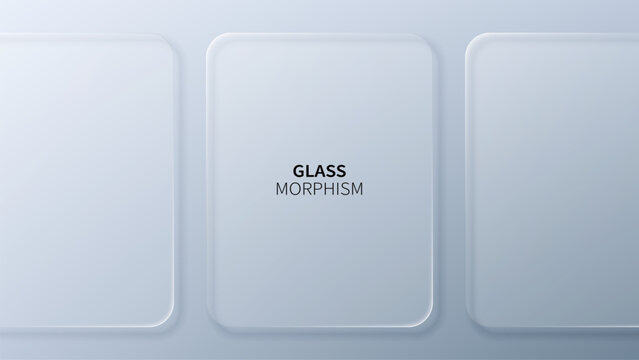 Glass morphism vector background with semi transparent rounded rectangle panels. Modern user interface design element with frosted effect for web dashboard or app mobile menu layout.