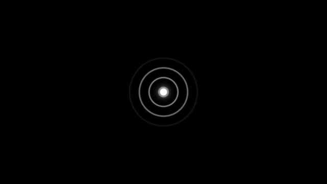  whit spiral radio wave station. Radio wave signal animation on black background. Radio wave signal and sound wave signal, radar animated. Technology radio waves signal icon.