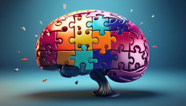 3d brain puzzle with missing pieces illustrating memory attention and cognitive decline effects