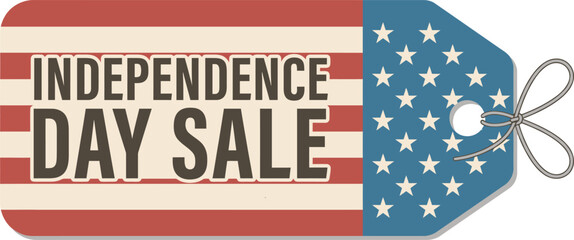 Obraz premium Patriotic USA Sale Label with Stars and Stripes for 4th of July Promotion
