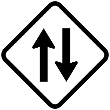 Traffic road sign with two way arrows