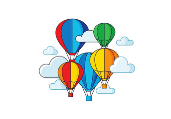 Naklejka premium colorful hot air balloons floating in the sky.