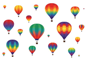 colorful hot air balloons floating in the sky. © Gerry