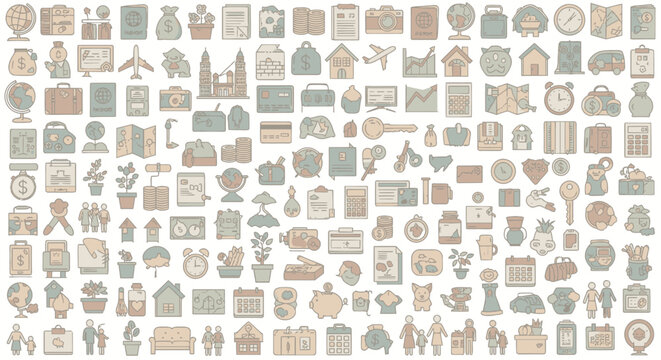Hand Drawn Travel and Lifestyle Icon Set