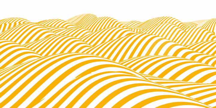 Striped rolling hills vector illustration with a white background