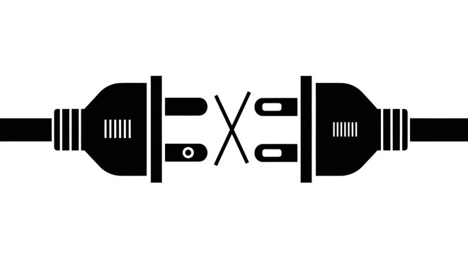 Disconnected Electrical Plugs Vector Illustration