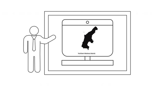 Presentation of Guam Map on Computer Screen by Business Person.