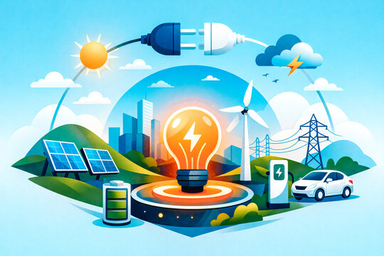 Illustration du concept de l'&eacute;nergie &eacute;lectrique
