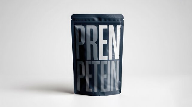 Photorealistic product mockup of a premium pre workout supplement pouch on transparent background