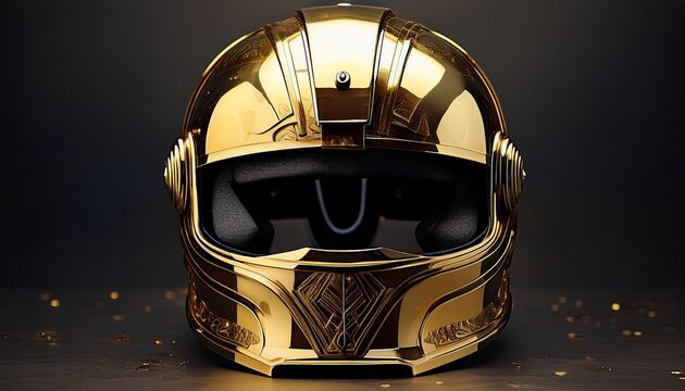 gold helmet with a black visor