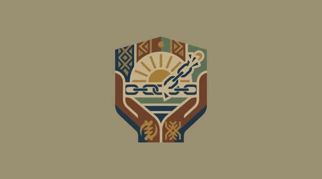 Symbolic Illustration of Freedom and Unity with Broken Chains