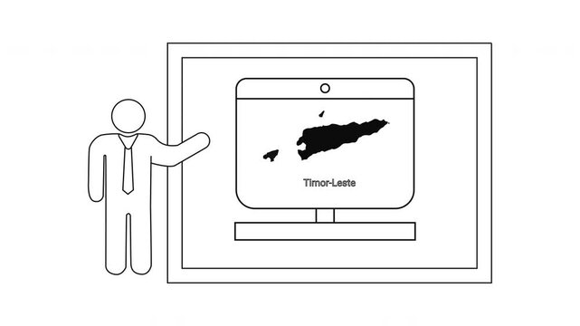 Presentation of Timor Leste Map on Computer Screen by Person.