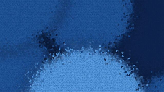 Blue pixelated gradient background with hexagonal mosaic pattern and dark shades  abstract design element