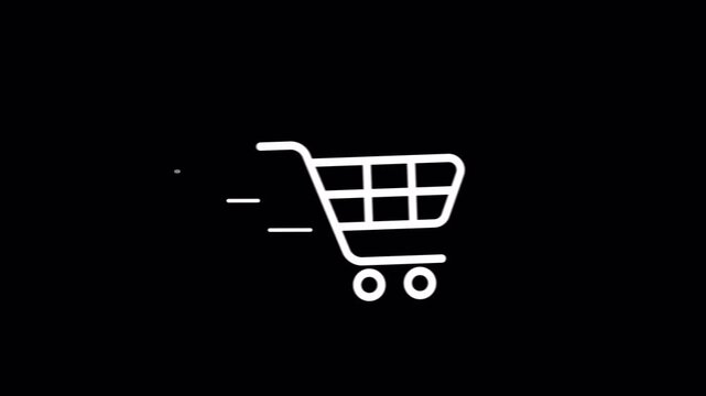 shopping cart trolly line icon animation alpha channel video footage