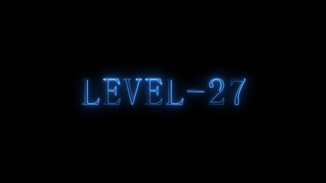 Level 27 blue neon sign gaming progress indicator number twenty-seven glowing