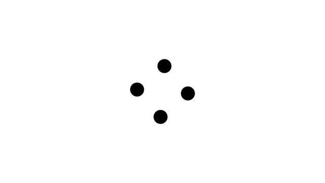 Abstract spinning spots loading animation in black and white. Modern monochrome motion graphic with rotating dots for mobile app update, syncing, download and upload concepts. Clean isolated 