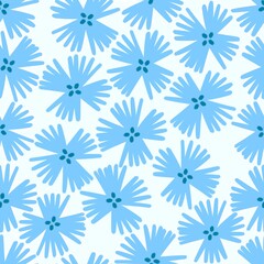 Blue Daisy Floral Seamless Pattern ©     Wachabloom.