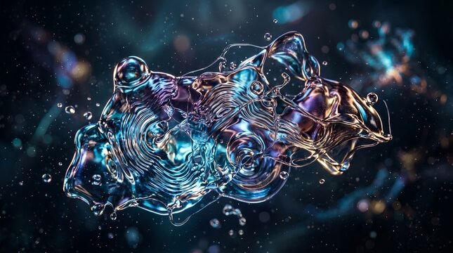 Ultra detailed liquid landscape with crystal clear folds, dynamic motion textures and radiant surface reflections in sharp focus