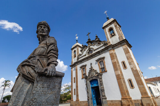 Soapstone prophet statue at the Santuario de Bom Jesus de Matosinhos in Congonhas Brazil
