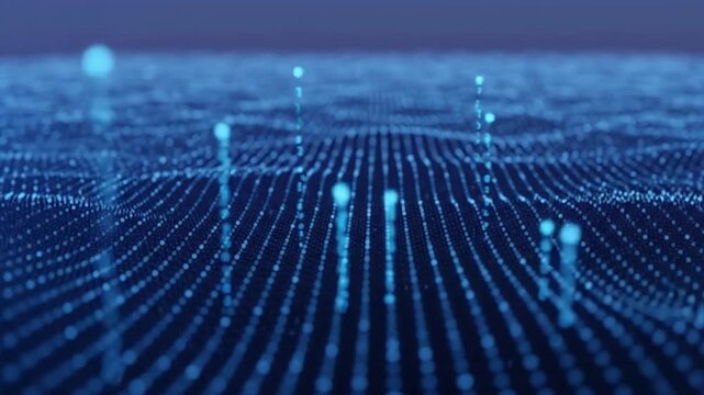 Digital network connection abstract background. particle field visualization, information technology, cloud computing, data science, cyber security