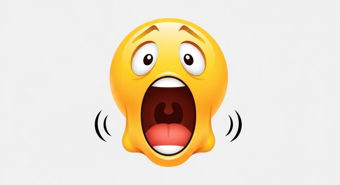 Surprised shocked face emoticon expression.