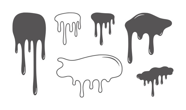 Collection of grey dripping liquid shapes and outlines